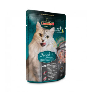 LEONARDO GATO POUCH PESCADO Y CAMARONES 85GR